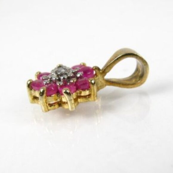 Vintage Womens Small Ruby 14kt & 925 Sterling Silver Pendant - Picture 2 of 2
